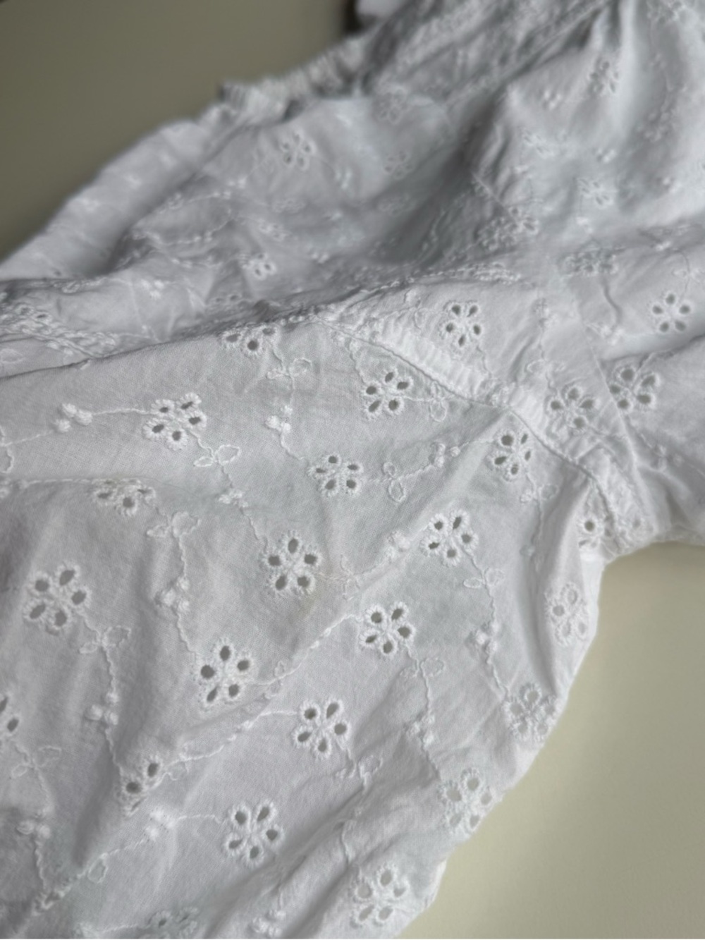 SOHO White Eyelet Puff-Sleeve Women's Top Size L 100% cotton - Picture 6 of 12
